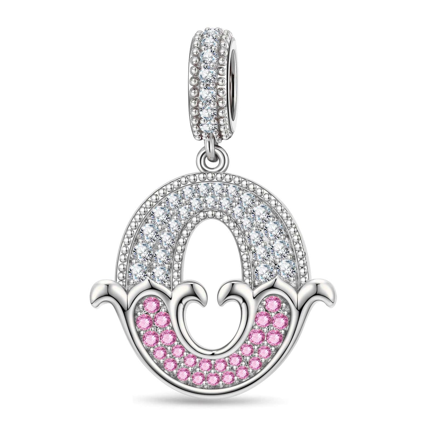 Letter O Tarnish-resistant Silver Dangle Charms In White Gold Plated