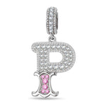 Letter P Tarnish-resistant Silver Dangle Charms In White Gold Plated
