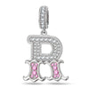 Letter R Tarnish-resistant Silver Dangle Charms In White Gold Plated