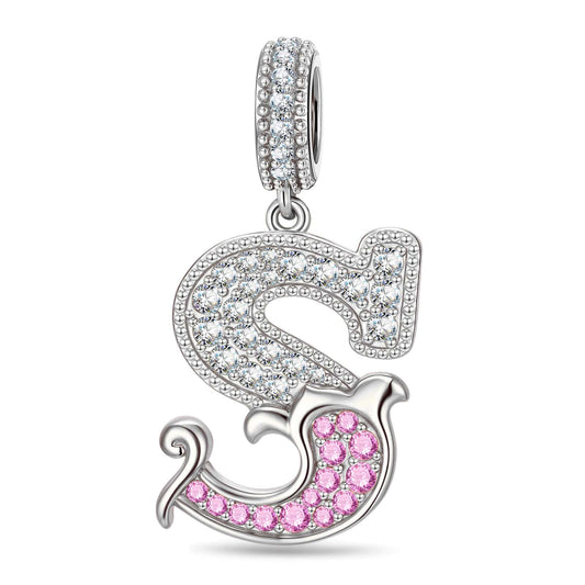 gona- Letter S Tarnish-resistant Silver Dangle Charms In White Gold Plated