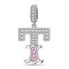 Letter T Tarnish-resistant Silver Dangle Charms In White Gold Plated