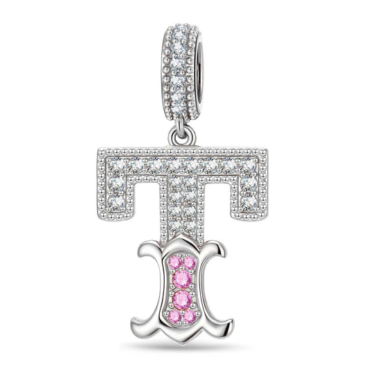 gona- Letter T Tarnish-resistant Silver Dangle Charms In White Gold Plated
