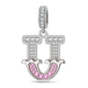 Letter U Tarnish-resistant Silver Dangle Charms In White Gold Plated