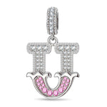 Letter U Tarnish-resistant Silver Dangle Charms In White Gold Plated