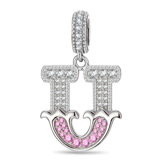 gona- Letter U Tarnish-resistant Silver Dangle Charms In White Gold Plated