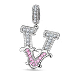 Letter V Tarnish-resistant Silver Dangle Charms In White Gold Plated