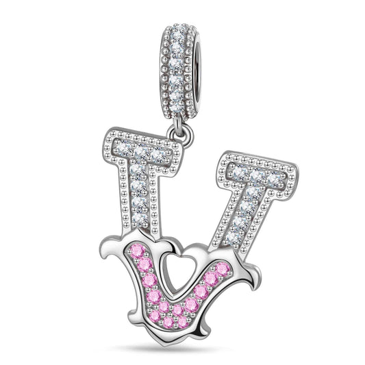 gona- Letter V Tarnish-resistant Silver Dangle Charms In White Gold Plated
