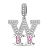 Letter W Tarnish-resistant Silver Dangle Charms In White Gold Plated