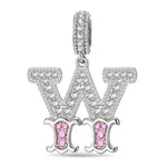 Letter W Tarnish-resistant Silver Dangle Charms In White Gold Plated