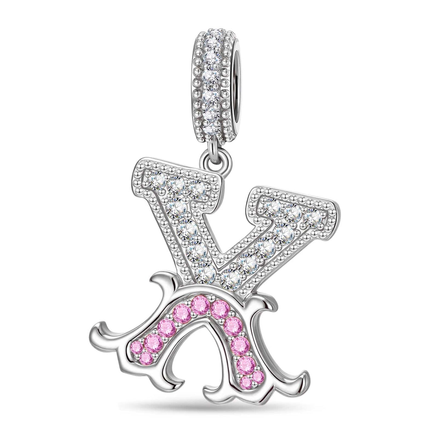 Letter X Tarnish-resistant Silver Dangle Charms In White Gold Plated