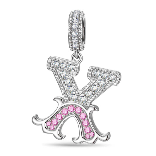gona- Letter X Tarnish-resistant Silver Dangle Charms In White Gold Plated