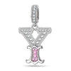 Letter Y Tarnish-resistant Silver Dangle Charms In White Gold Plated