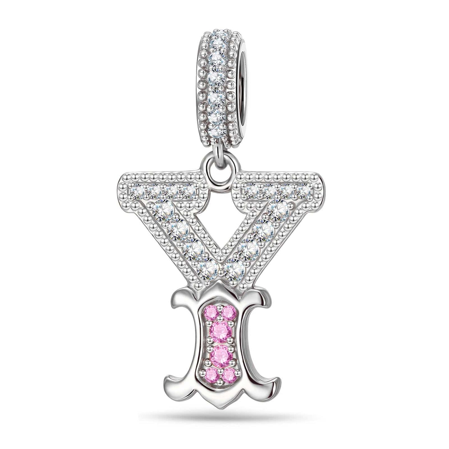 Letter Y Tarnish-resistant Silver Dangle Charms In White Gold Plated