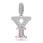 Letter Y Tarnish-resistant Silver Dangle Charms In White Gold Plated