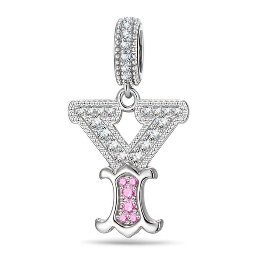 gona- Letter Y Tarnish-resistant Silver Dangle Charms In White Gold Plated