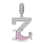 Letter Z Tarnish-resistant Silver Dangle Charms In White Gold Plated