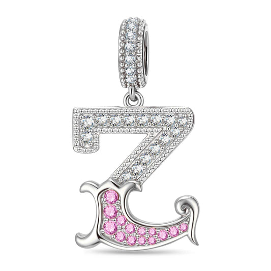gona- Letter Z Tarnish-resistant Silver Dangle Charms In White Gold Plated