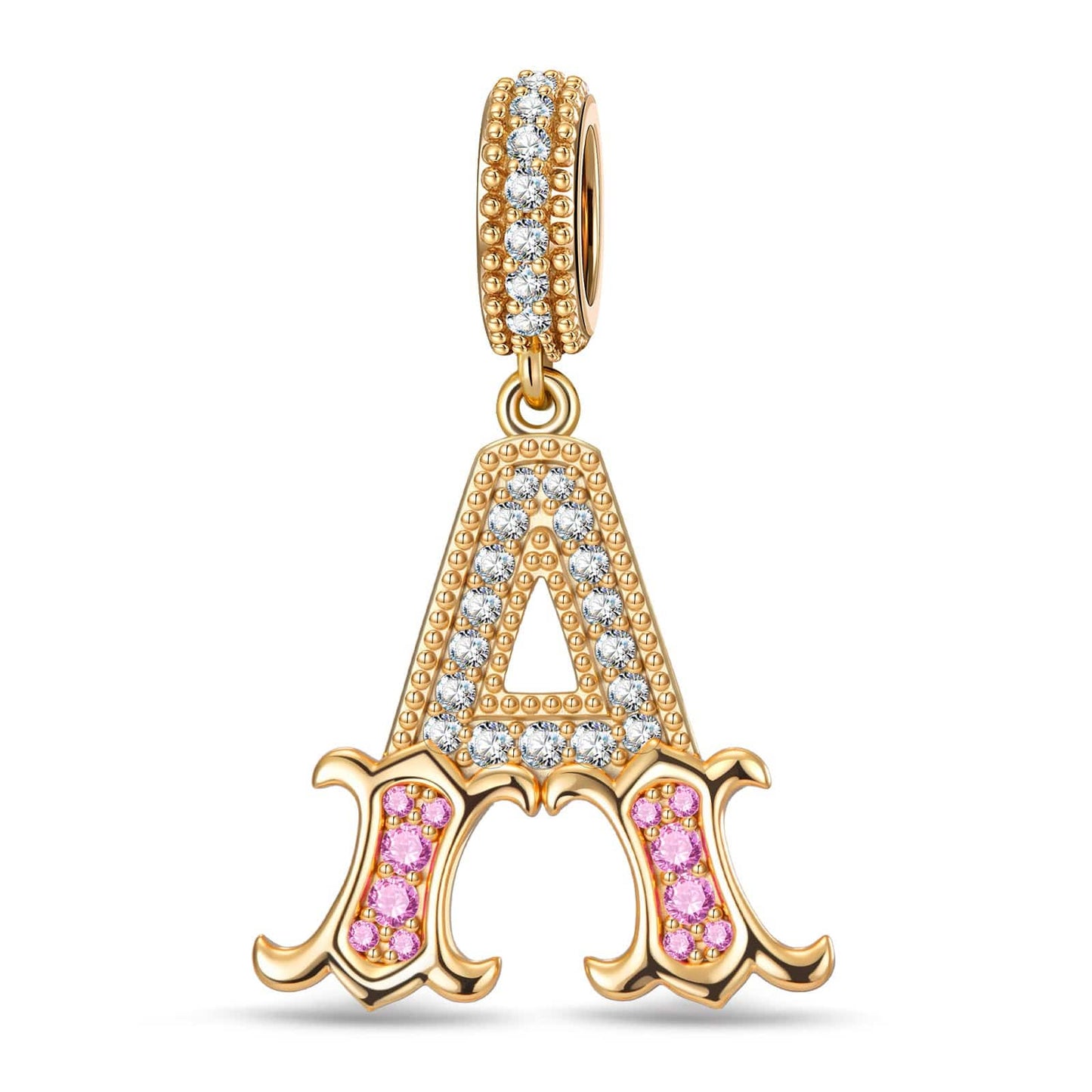 Letter A Tarnish-resistant Silver Dangle Charms In 14K Gold Plated