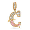 Letter C Tarnish-resistant Silver Dangle Charms In 14K Gold Plated