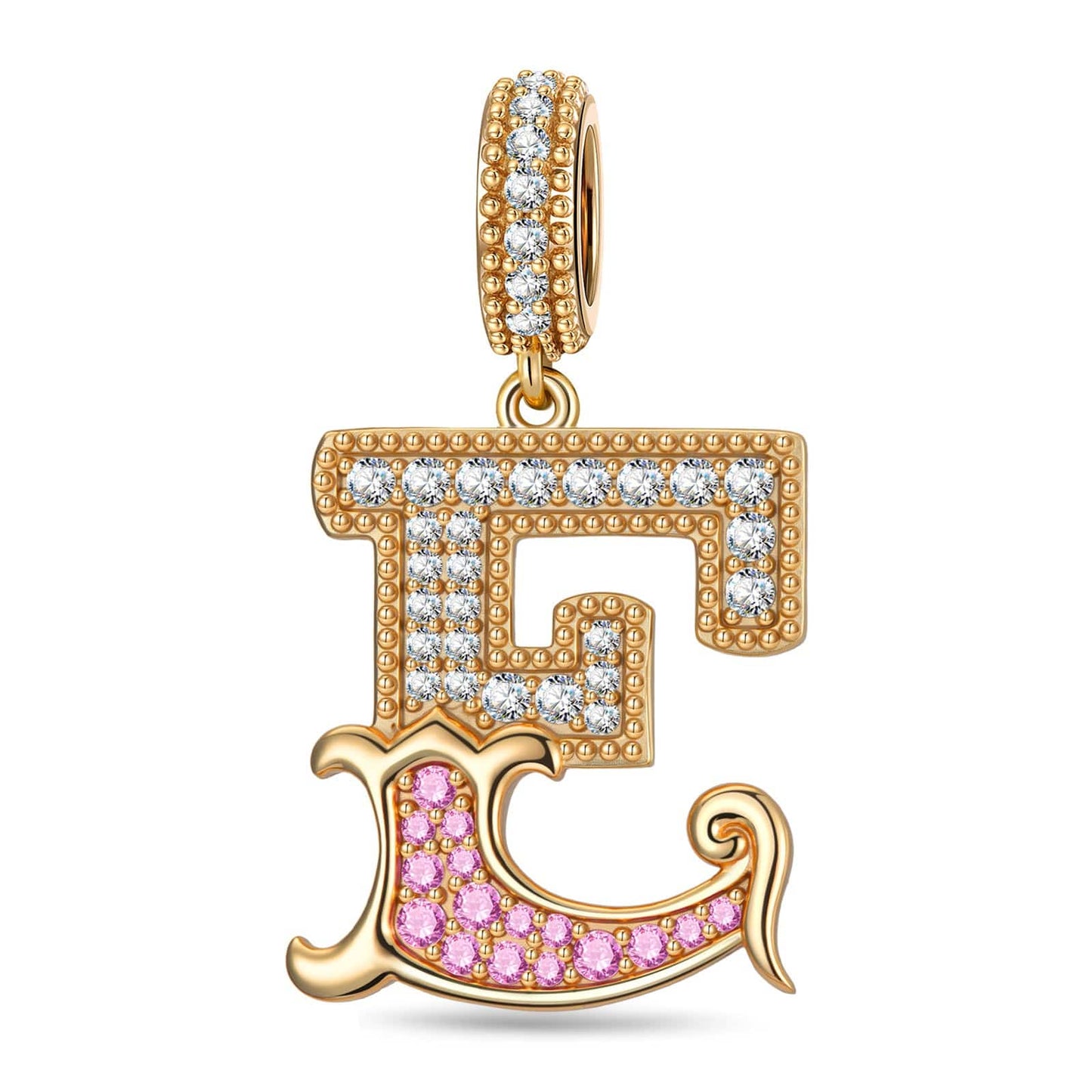 Letter E Tarnish-resistant Silver Dangle Charms In 14K Gold Plated