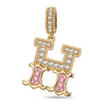 Letter H Tarnish-resistant Silver Dangle Charms In 14K Gold Plated