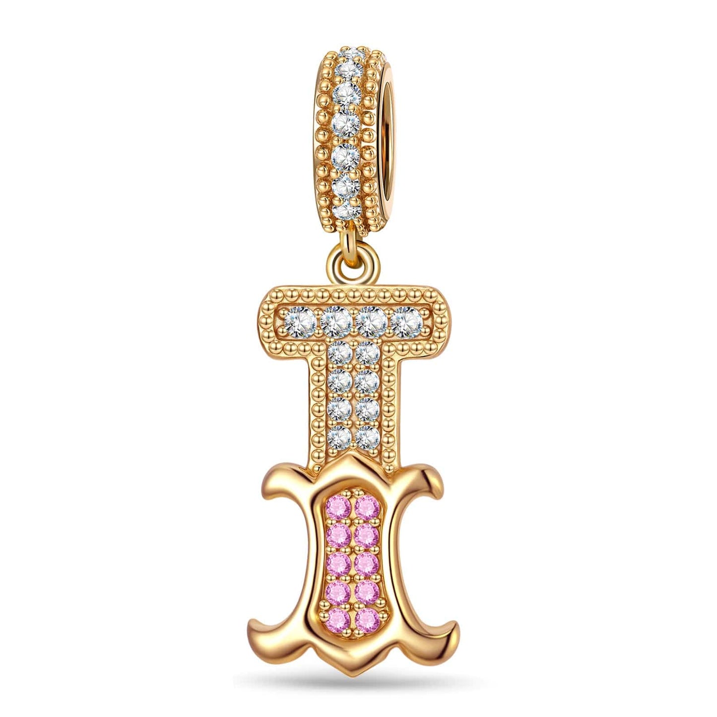 Letter I Tarnish-resistant Silver Dangle Charms In 14K Gold Plated