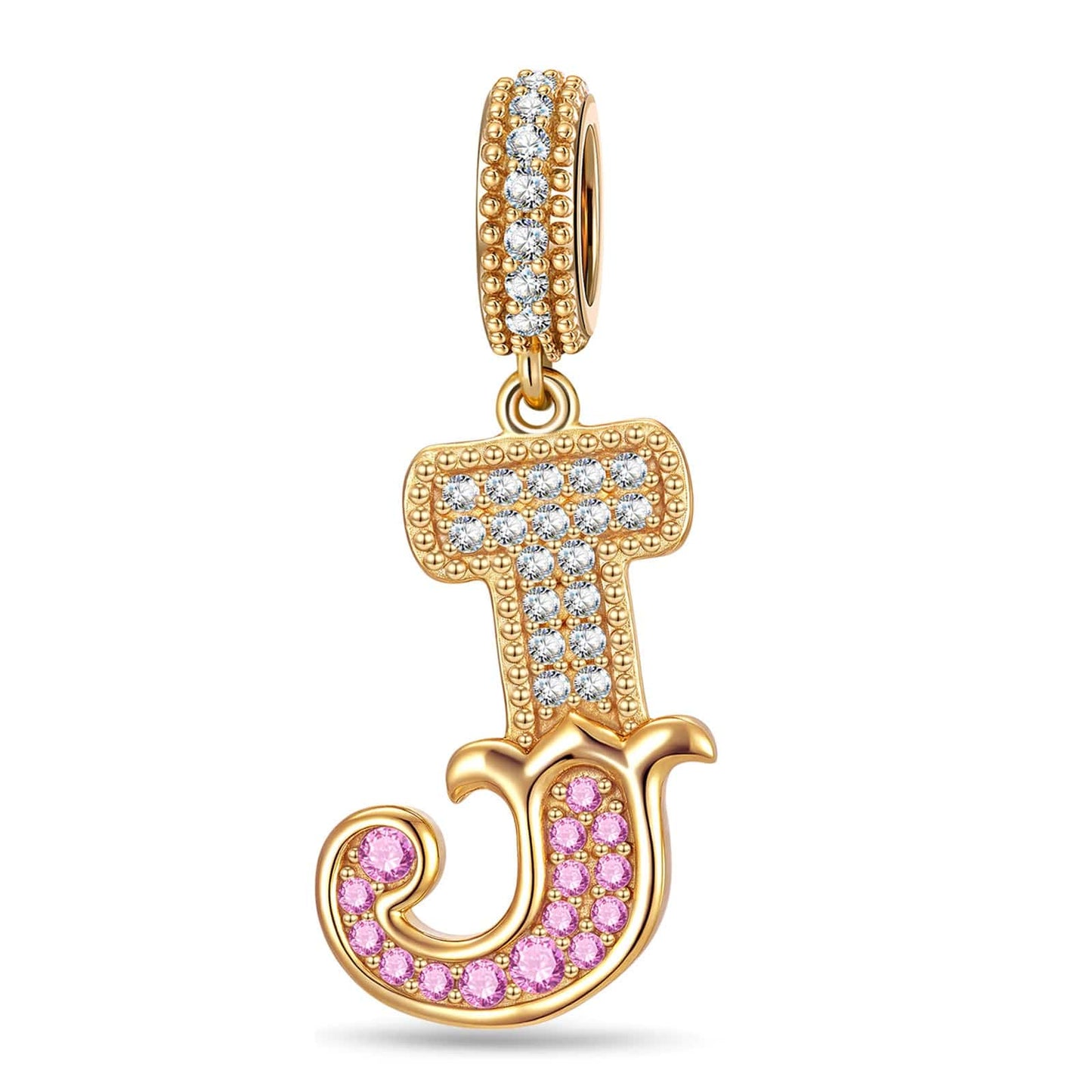 Letter J Tarnish-resistant Silver Dangle Charms In 14K Gold Plated