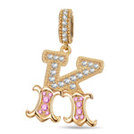 Letter K Tarnish-resistant Silver Dangle Charms In 14K Gold Plated