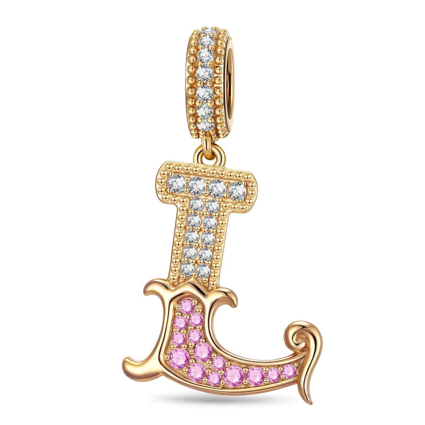 Letter L Tarnish-resistant Silver Dangle Charms In 14K Gold Plated