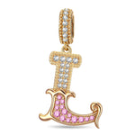 Letter L Tarnish-resistant Silver Dangle Charms In 14K Gold Plated
