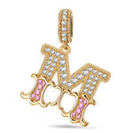 Letter M Tarnish-resistant Silver Dangle Charms In 14K Gold Plated
