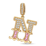 Letter N Tarnish-resistant Silver Dangle Charms In 14K Gold Plated