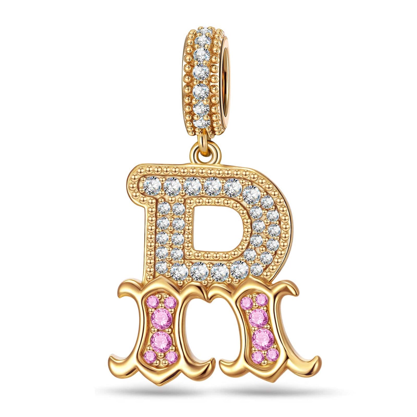 Letter R Tarnish-resistant Silver Dangle Charms In 14K Gold Plated
