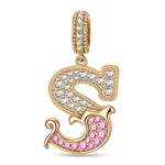 Letter S Tarnish-resistant Silver Dangle Charms In 14K Gold Plated