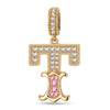 Letter T Tarnish-resistant Silver Dangle Charms In 14K Gold Plated
