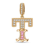 Letter T Tarnish-resistant Silver Dangle Charms In 14K Gold Plated