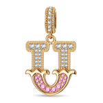 Letter U Tarnish-resistant Silver Dangle Charms In 14K Gold Plated