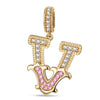 Letter V Tarnish-resistant Silver Dangle Charms In 14K Gold Plated