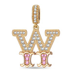 Letter W Tarnish-resistant Silver Dangle Charms In 14K Gold Plated