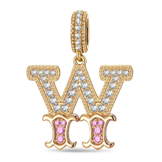 gona- Letter W Tarnish-resistant Silver Dangle Charms In 14K Gold Plated