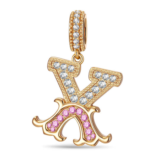 gona- Letter X Tarnish-resistant Silver Dangle Charms In 14K Gold Plated