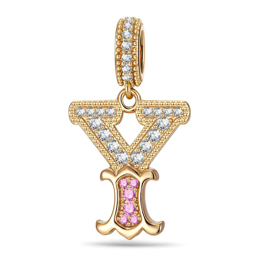 gona- Letter Y Tarnish-resistant Silver Dangle Charms In 14K Gold Plated