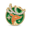 Festive Reindeer Tarnish-resistant Silver Charms With Enamel In 14K Gold Plated