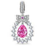 Ribbon Crown Tarnish-resistant Silver Dangle Charms In White Gold Plated