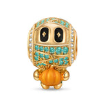 Luminous Mummy Pumpkin Tarnish-resistant Silver Charms With Enamel In 14K Gold Plated
