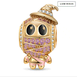Luminous Cowboy Mummy Tarnish-resistant Silver Charms With Enamel In 14K Gold Plated