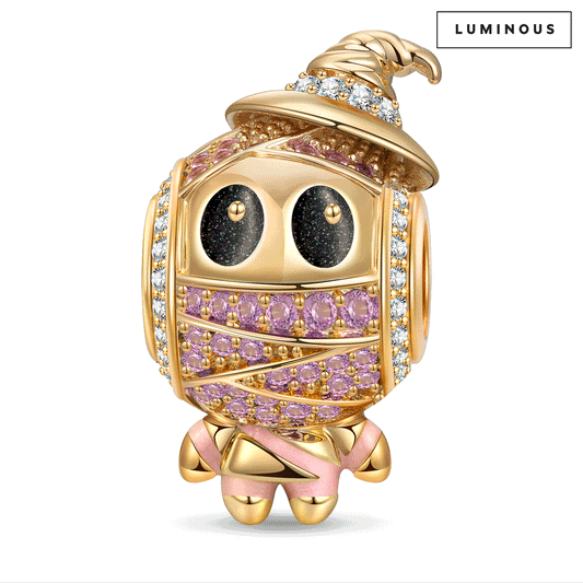 gona- Luminous Cowboy Mummy Tarnish-resistant Silver Charms With Enamel In 14K Gold Plated
