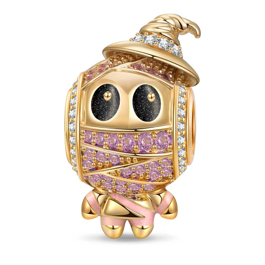 gona- Luminous Cowboy Mummy Tarnish-resistant Silver Charms With Enamel In 14K Gold Plated