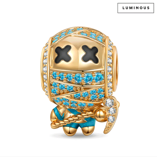 gona- Luminous Reaper Mummy Tarnish-resistant Silver Charms With Enamel In 14K Gold Plated