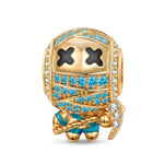 Luminous Reaper Mummy Tarnish-resistant Silver Charms With Enamel In 14K Gold Plated